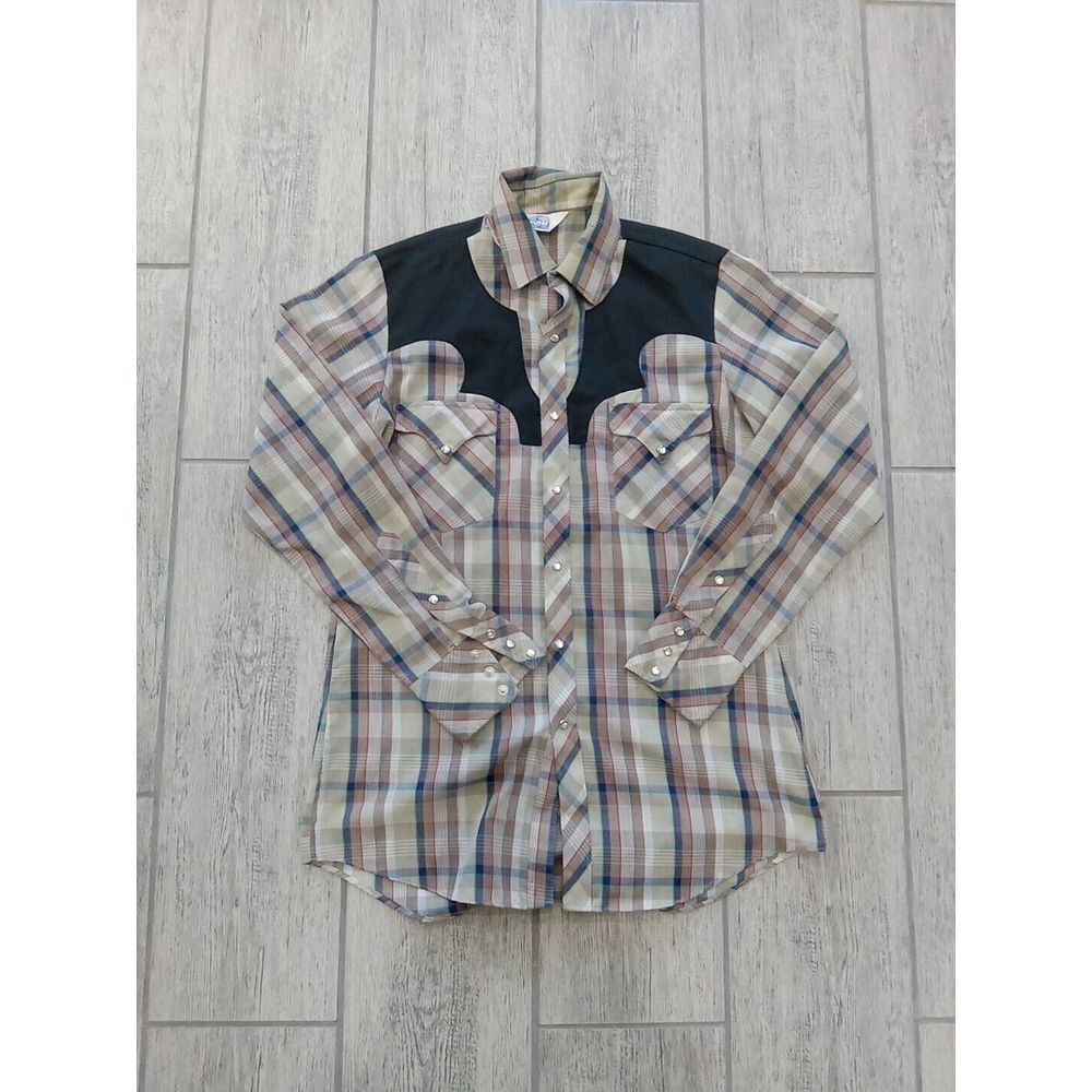 Vintage Miller Western Wear Men's 15 1/2-34 Pearl Snap Long-Sleeve Rodeo Shirt